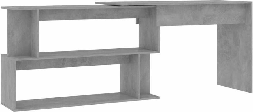 VidaXL -Hoekbureau-200x50x76-cm-bewerkt-hout-betongrijs