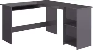 VidaXL Hoekbureau L-vormig 120x140x75 cm bewerkt hout hoogglans grijs