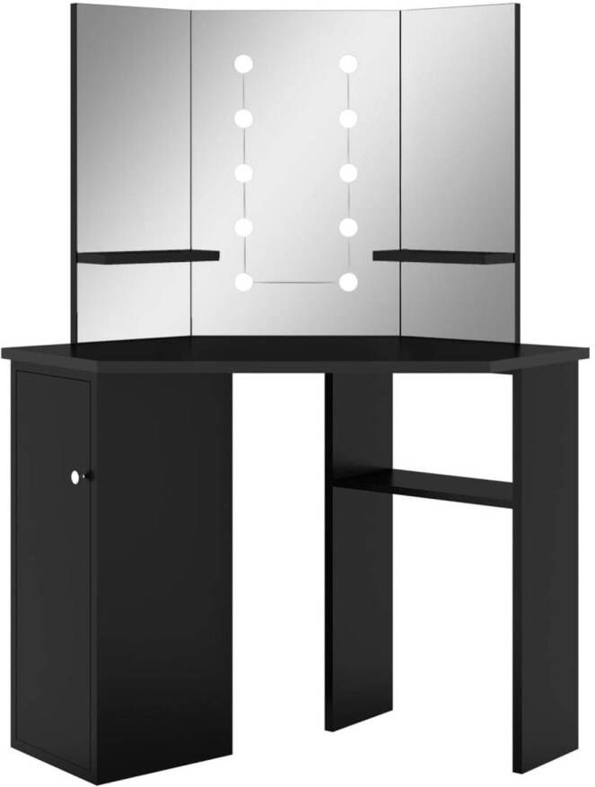 VIDAXL Hoekkaptafel met LED 111x54x141 5 cm zwart