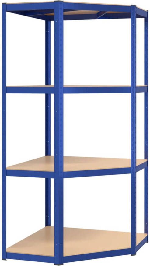 VidaXL Hoekrek 4-laags staal en bewerkt hout blauw