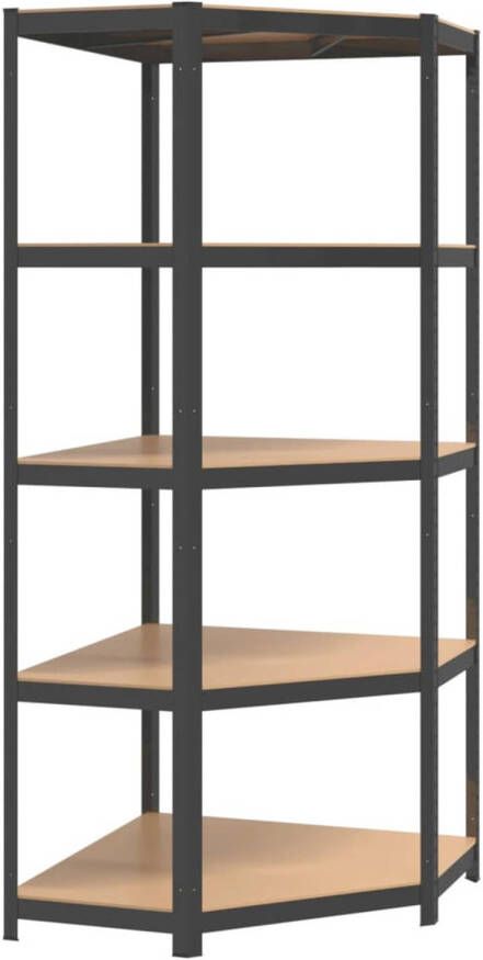 VidaXL Hoekrek 5-laags staal en bewerkt hout antracietkleurig