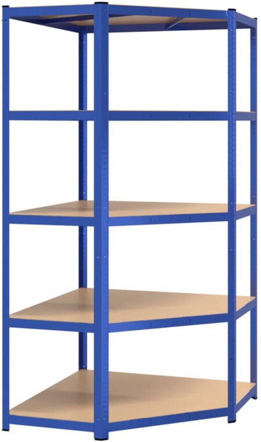 VidaXL Hoekrek 5-laags staal en bewerkt hout blauw