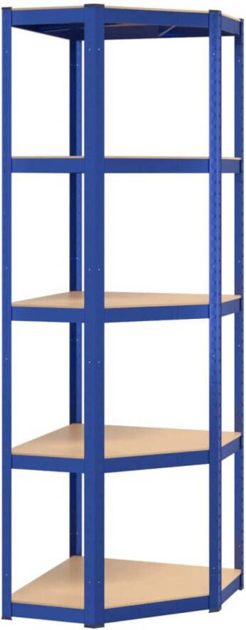 VidaXL Hoekrek 5-laags staal en bewerkt hout blauw