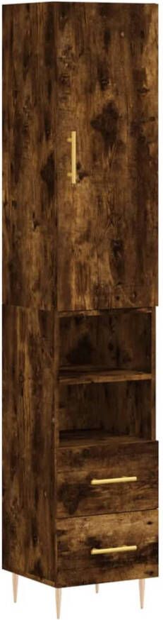 VidaXL -Hoge-kast-34 5x34x180-cm-bewerkt-hout-gerookt-eikenkleurig - Foto 2