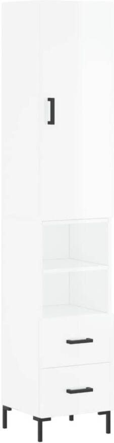 VidaXL -Hoge-kast-34 5x34x180-cm-bewerkt-hout-hoogglans-wit - Foto 1