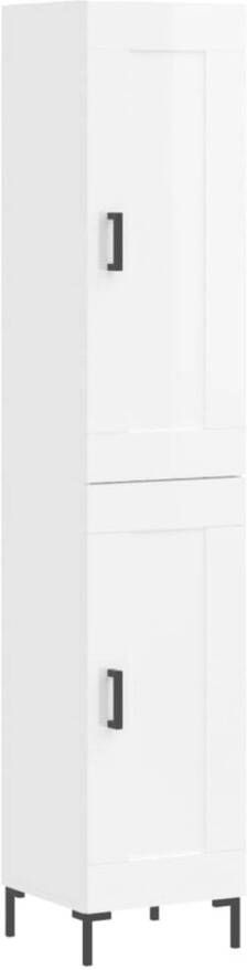 VidaXL Hoge kast 34 5x34x180 cm Hoogglans wit Hoge Kast Houten Kast Witte Kast Opslagoplossing Woonkamerinrichting