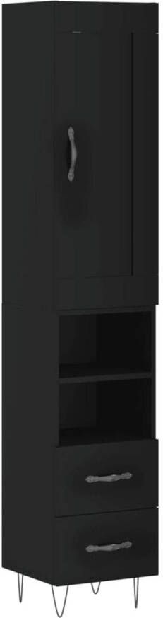 VidaXL -Hoge-kast-34 5x34x180-cm-bewerkt-hout-zwart - Foto 2
