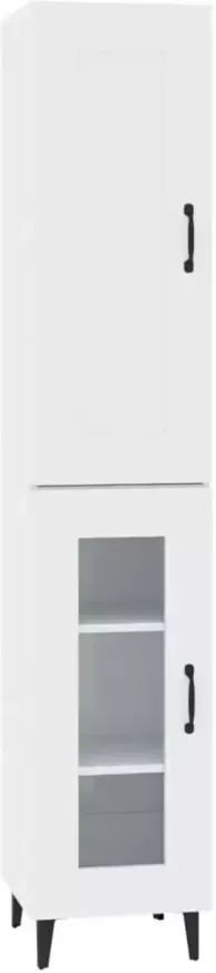 VidaXL Hoge kast 35x34x180 cm bewerkt hout hoogglans wit