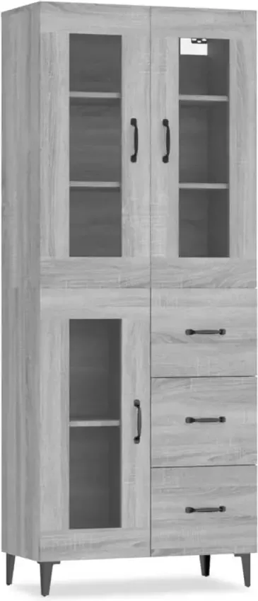 VidaXL Hoge kast 69 5x34x180 cm bewerkt hout grijs sonoma eikenkleurig - Foto 3