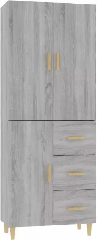 VidaXL Hoge kast 69 5x34x180 cm bewerkt hout grijs sonoma eikenkleurig - Foto 3