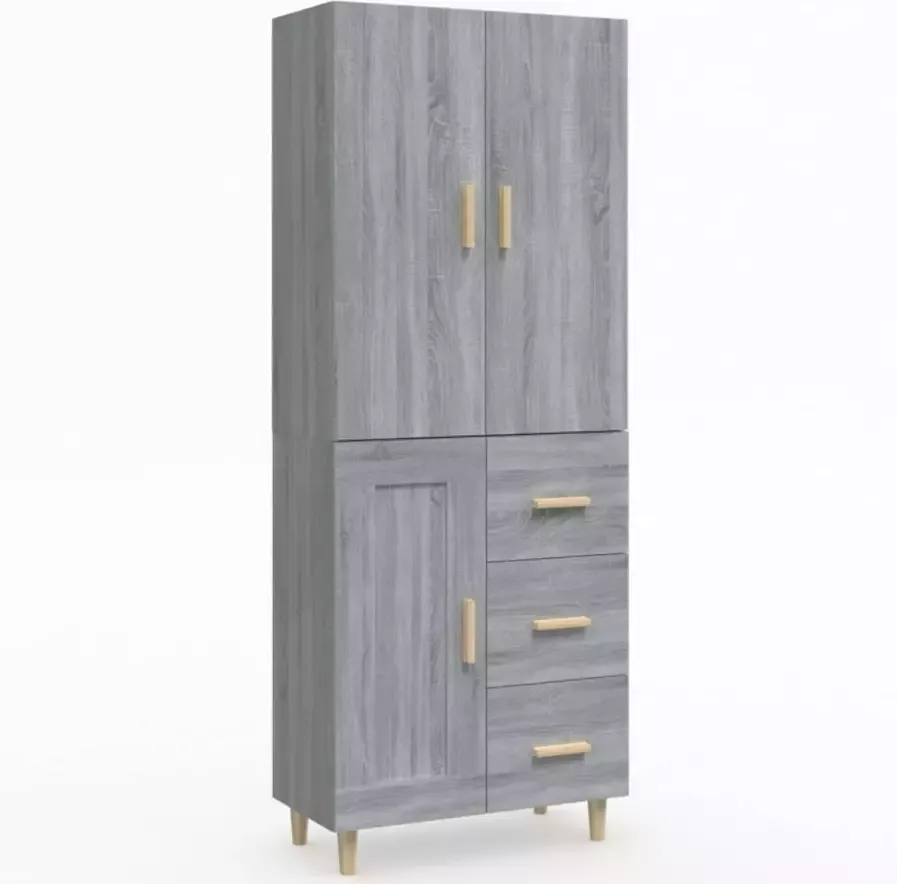 VidaXL Hoge kast 69 5x34x180 cm bewerkt hout grijs sonoma eikenkleurig
