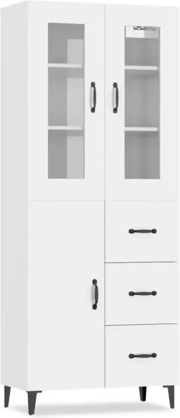 VidaXL Hoge kast 69.5x34x180 cm bewerkt hout hoogglans wit - Foto 3
