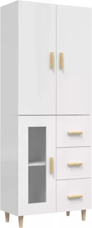 VidaXL Hoge kast 69 5x34x180 cm bewerkt hout hoogglans wit - Foto 5