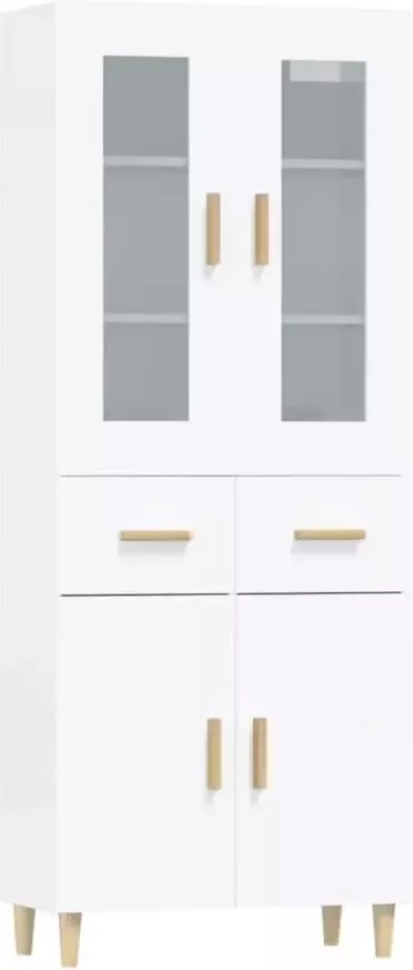 VidaXL Hoge kast 69 5x34x180 cm bewerkt hout hoogglans wit