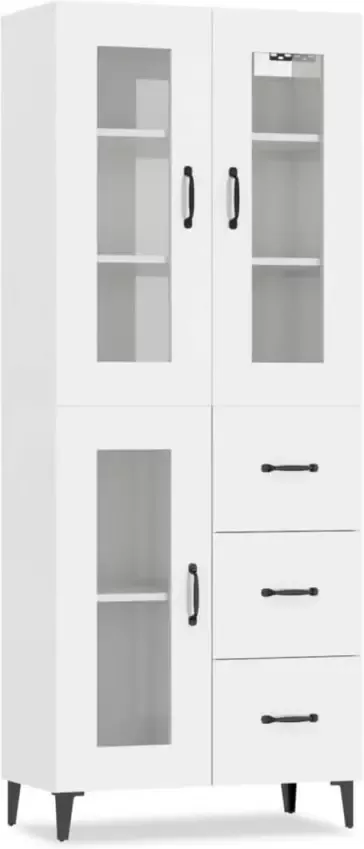 VidaXL Hoge kast 69.5x34x180 cm bewerkt hout hoogglans wit
