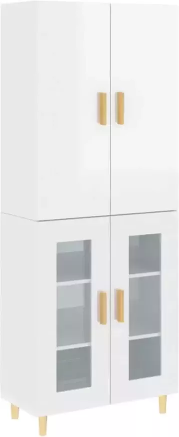 VidaXL Hoge kast 69 5x34x180 cm bewerkt hout hoogglans wit - Foto 3