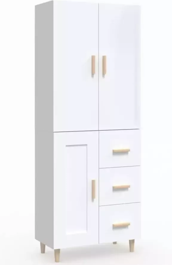 VidaXL Hoge kast 69 5x34x180 cm bewerkt hout hoogglans wit