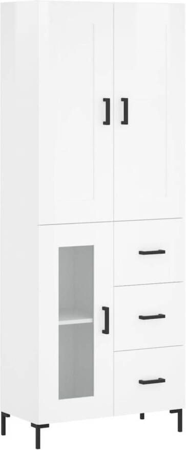 VidaXL -Hoge-kast-69 5x34x180-cm-bewerkt-hout-hoogglans-wit