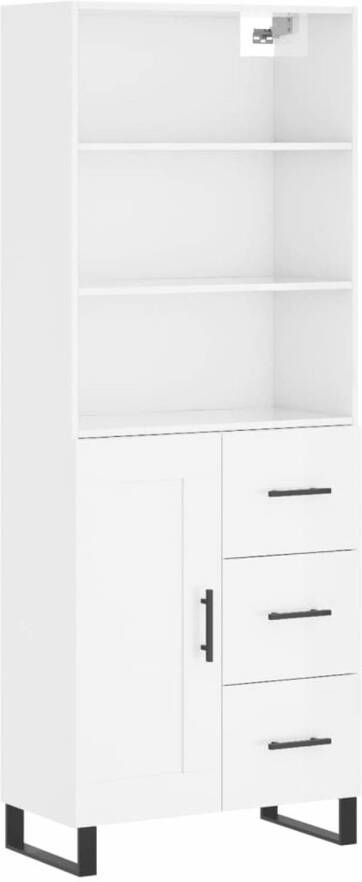 VidaXL -Hoge-kast-69 5x34x180-cm-bewerkt-hout-hoogglans-wit - Foto 1