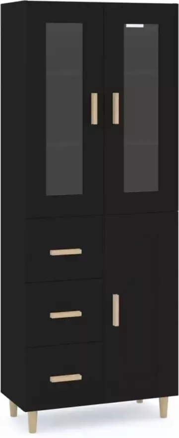 VidaXL Hoge kast 69.5x34x180 cm bewerkt hout zwart