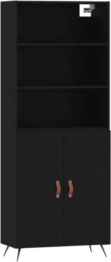 VidaXL -Hoge-kast-69 5x34x180-cm-bewerkt-hout-zwart - Foto 2