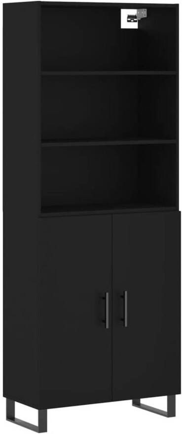 VidaXL -Hoge-kast-69 5x34x180-cm-bewerkt-hout-zwart - Foto 1