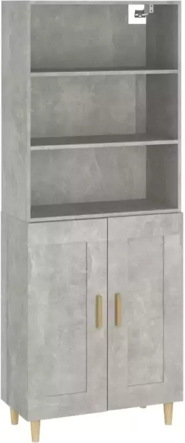 VidaXL Hoge kast bewerkt hout betongrijs - Foto 6