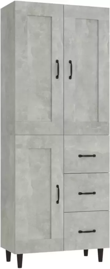 VidaXL Hoge kast bewerkt hout betongrijs - Foto 5