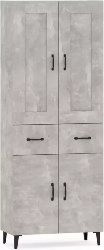 VidaXL Hoge kast bewerkt hout betongrijs - Foto 4