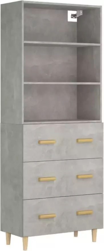 VidaXL Hoge kast bewerkt hout betongrijs - Foto 3