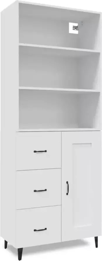 VidaXL Hoge kast bewerkt hout wit