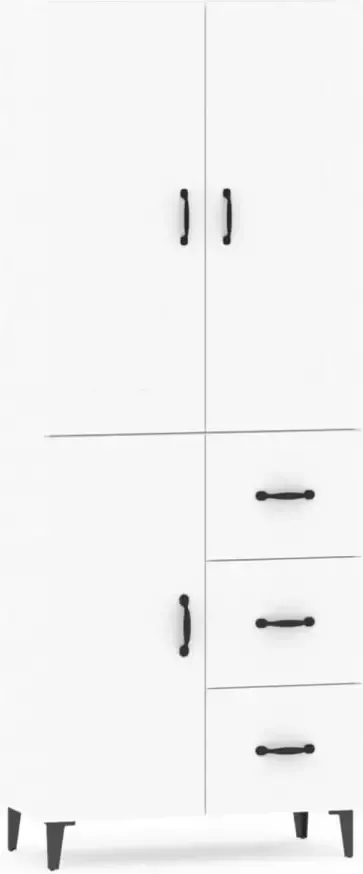 VidaXL Hoge kast bewerkt hout wit - Foto 10