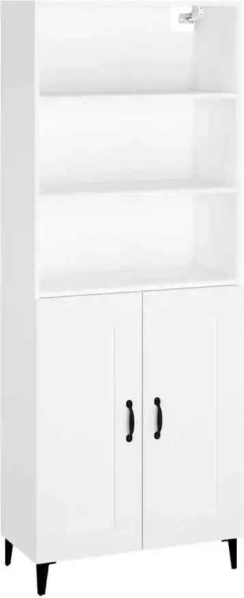 VidaXL Hoge kast bewerkt hout wit - Foto 8