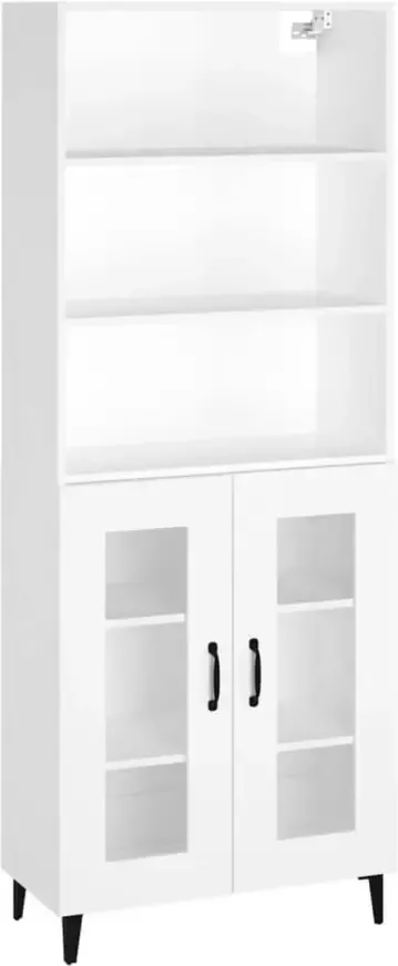 VidaXL Hoge kast bewerkt hout wit - Foto 7