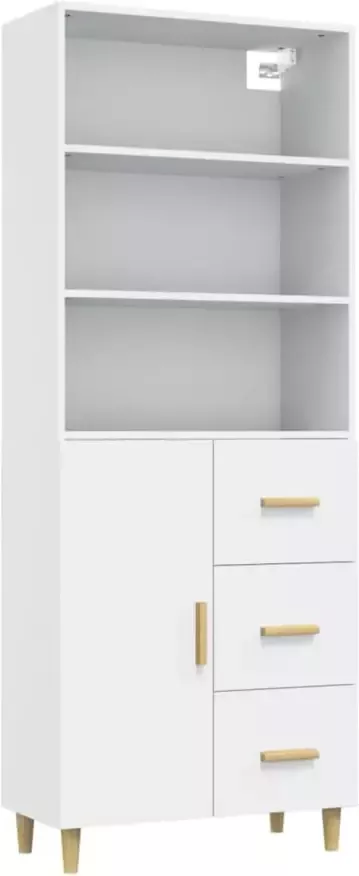 VidaXL Hoge kast bewerkt hout wit - Foto 4