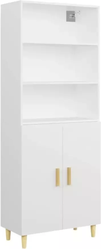 VidaXL Hoge kast bewerkt hout wit