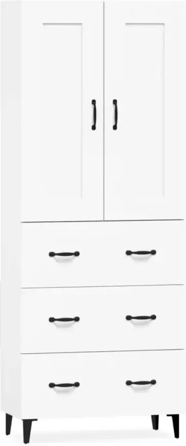 VidaXL Hoge kast bewerkt hout wit - Foto 3