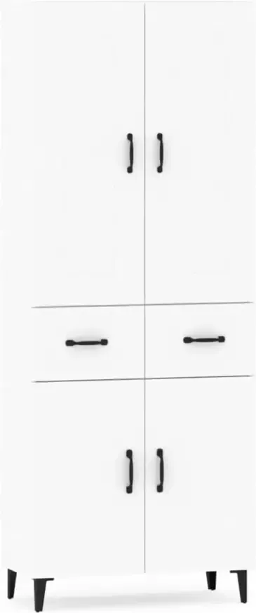 VidaXL Hoge kast bewerkt hout wit