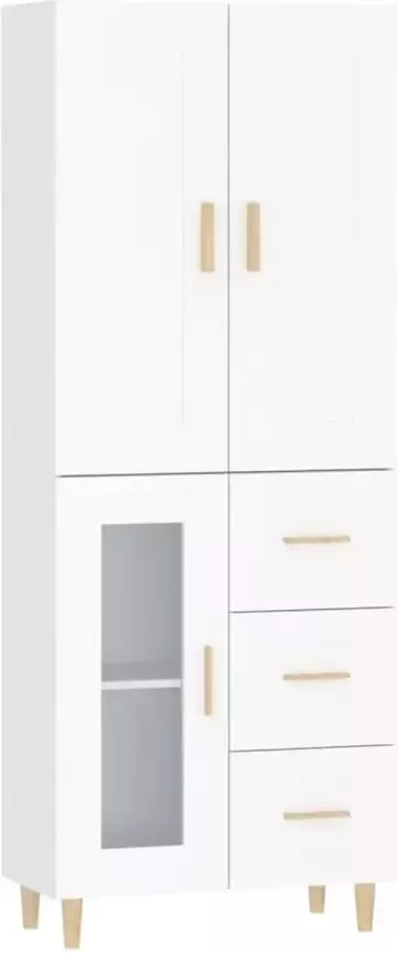 VidaXL Hoge kast bewerkt hout wit - Foto 5