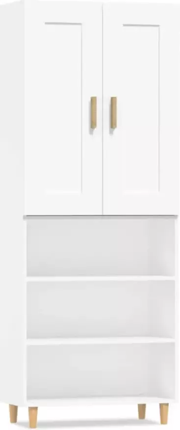 VidaXL Hoge kast bewerkt hout wit