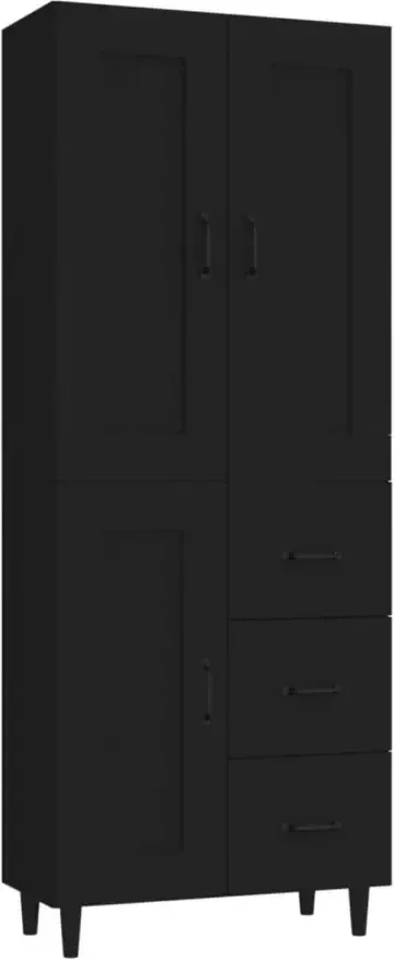 VidaXL Hoge kast bewerkt hout zwart - Foto 3