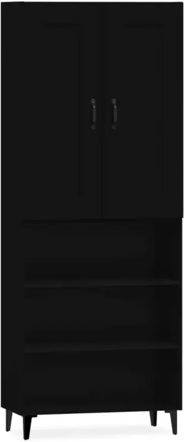 VidaXL Hoge kast bewerkt hout zwart