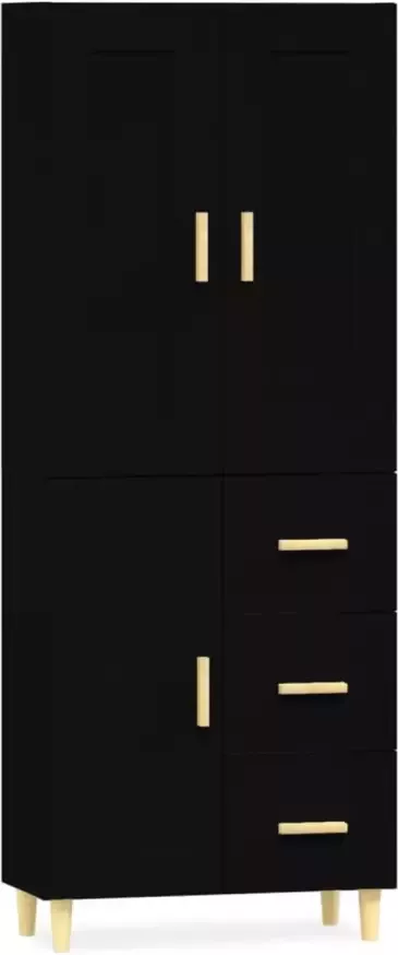 VidaXL Hoge kast bewerkt hout zwart - Foto 2