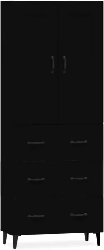 VidaXL Hoge kast bewerkt hout zwart
