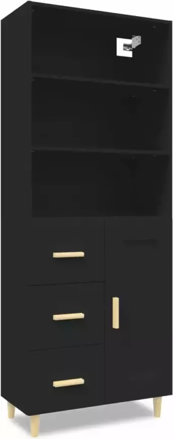 VidaXL Hoge kast bewerkt hout zwart