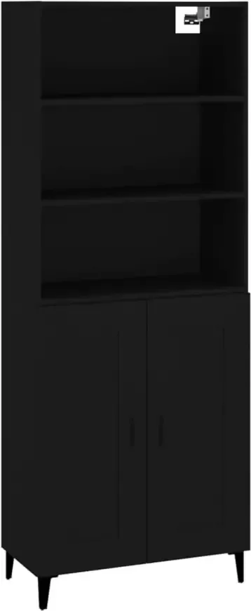 VidaXL Hoge kast bewerkt hout zwart - Foto 4