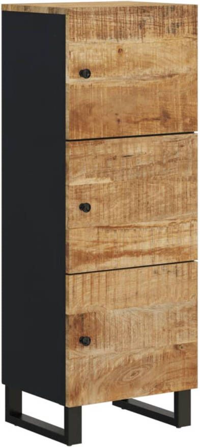 VidaXL -Hoge-kast-met-3-deuren-40x33x110-cm-massief-mangohout-en-ijzer