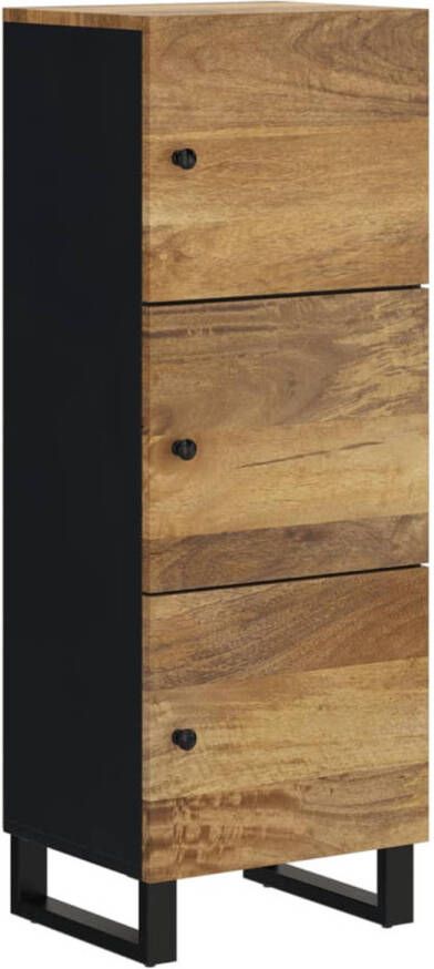 VidaXL -Hoge-kast-met-3-deuren-40x33x110-cm-massief-mangohout-en-ijzer