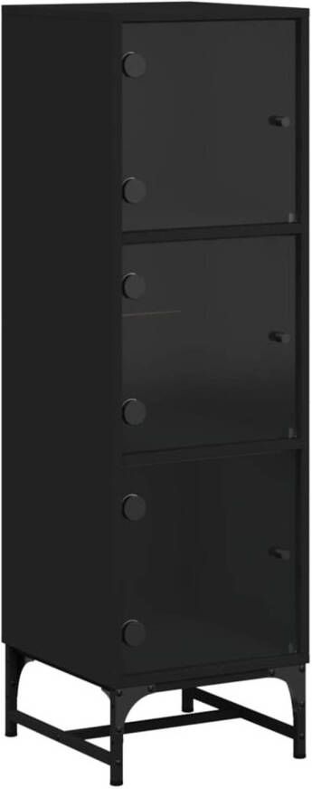 VidaXL -Hoge-kast-met-glazen-deuren-35x37x120-cm-zwart