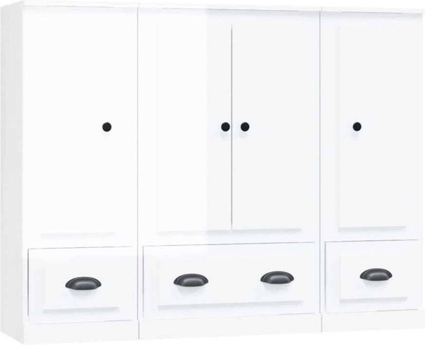 VidaXL -Hoge-kasten-3-st-bewerkt-hout-hoogglans-wit
